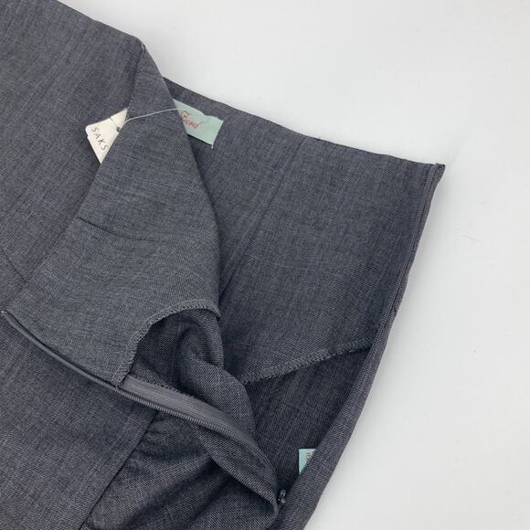 Geren Ford Womens Gray Plaid Wool Midi Pencil Skirt Ruched Details Size 0 New - Picture 6 of 13